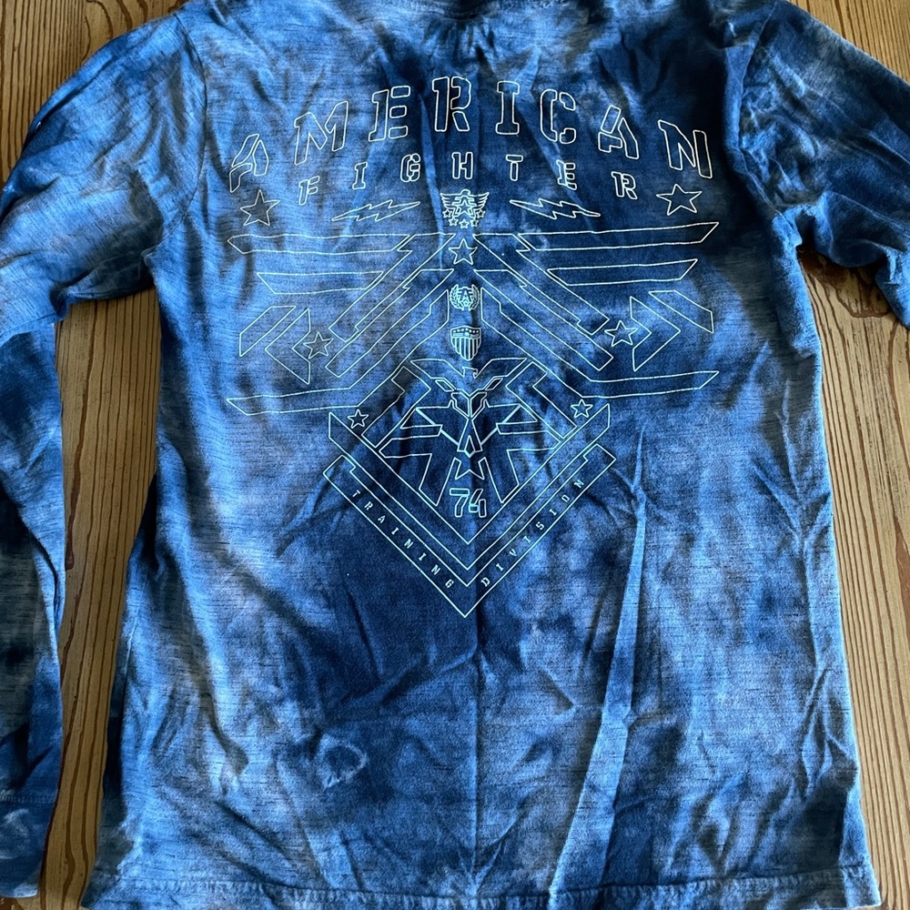 GUC, Boys Med, Blue Tie Dye L/S American Fighter t-shirt